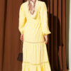 Hidden Button Belted Dress Yellow – Image 3