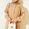 Embroidered Dress with Hidden Buttons Beige - Imagen 2