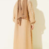 Embroidered Dress with Hidden Buttons Beige - Imagen 3