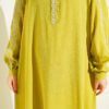 Embroidered Dress with Hidden Buttons Oil Green – Image 4