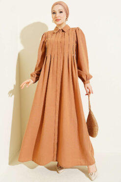 Alternative view of Hidden Button Textured Dress Latte