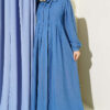 Hidden Button Textured Dress Blue