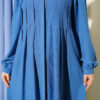 Hidden Button Textured Dress Blue – Image 4