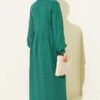 Hidden Button Textured Dress Emerald - Image 3