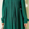 Hidden Button Textured Dress Emerald - Image 4