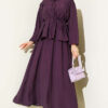 Belted Two-Piece Set with Gathered Bust Purple