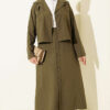 Two-Piece Set with Chest Pocket and Hem Edge Khaki