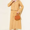 Two-Piece Set with Chest Pocket and Hem Edge Latte