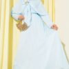 Cape with Skirt Set with Gold Accessories Baby Blue
