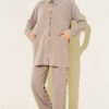 Gold-Accented Tencel Two-Piece Set Beige - Image 2