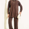 Gold-Accented Tencel Two-Piece Set Brown