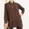 Gold-Accented Tencel Two-Piece Set Brown - Image 2