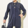 Gold-Accented Tencel Two-Piece Set Navy Blue - Afbeelding 2