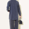 Gold-Accented Tencel Two-Piece Set Navy Blue - Afbeelding 3