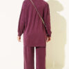 Gold-Accented Tencel Two-Piece Set Plum – Bild 3