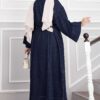 Long denim kimono with gold brooch and tie closure Navy Blue – Bild 7
