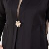 Gold Brooch Detail Jacket and Hem Edge Two-Piece Set Black - الصورة 6