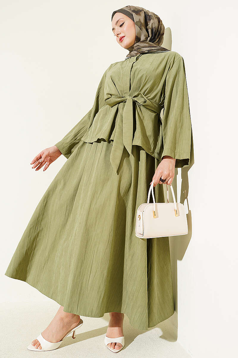 Two-Piece Set with Tencel Skirt and Gold Button Details Hazel