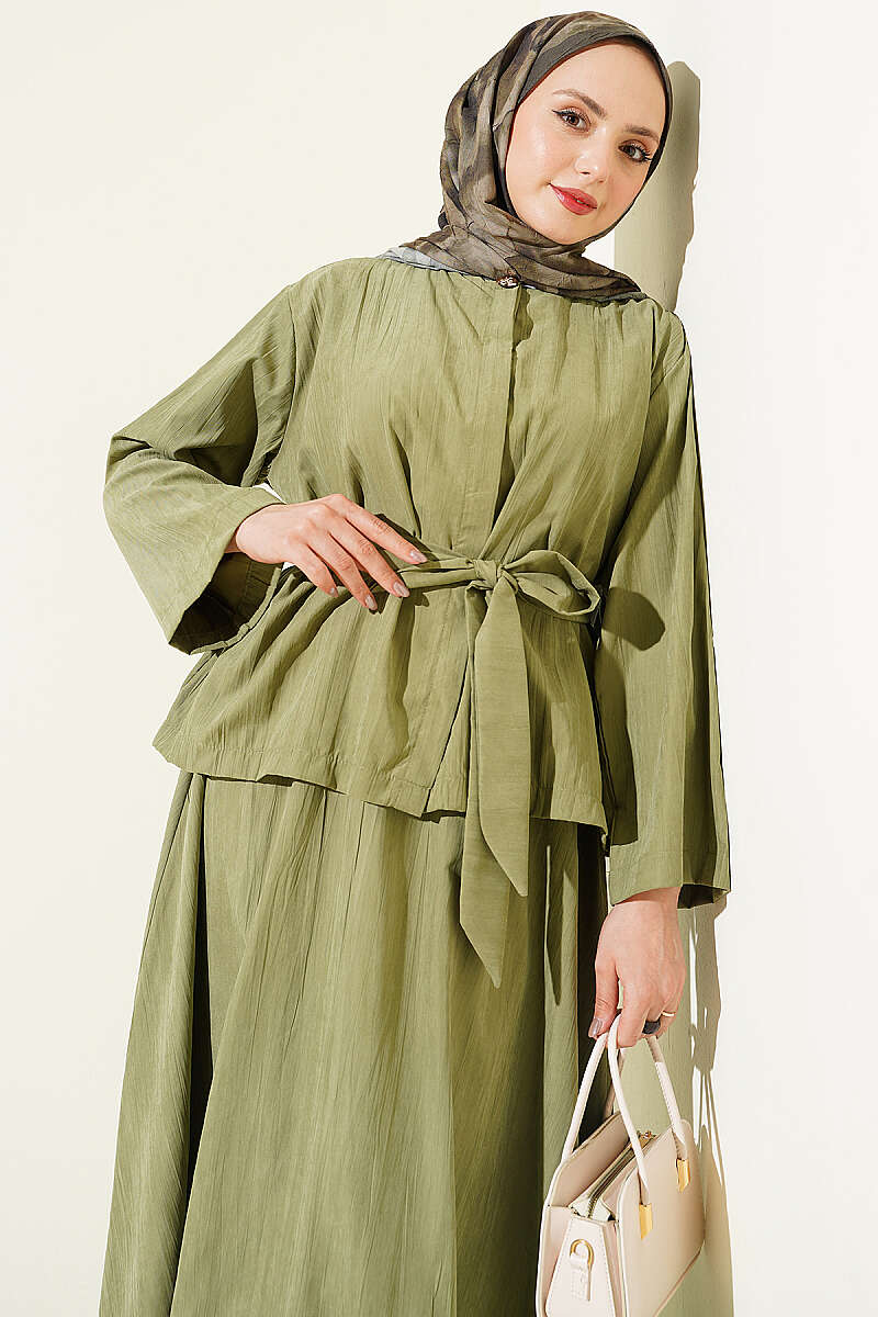Two-Piece Set with Tencel Skirt and Gold Button Details Hazel - Image 2