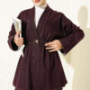 Gold Buttoned Waistband Elastic Two-Piece Knit Set Plum - Imagen 2