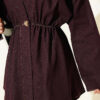 Gold Buttoned Waistband Elastic Two-Piece Knit Set Plum - Imagen 4