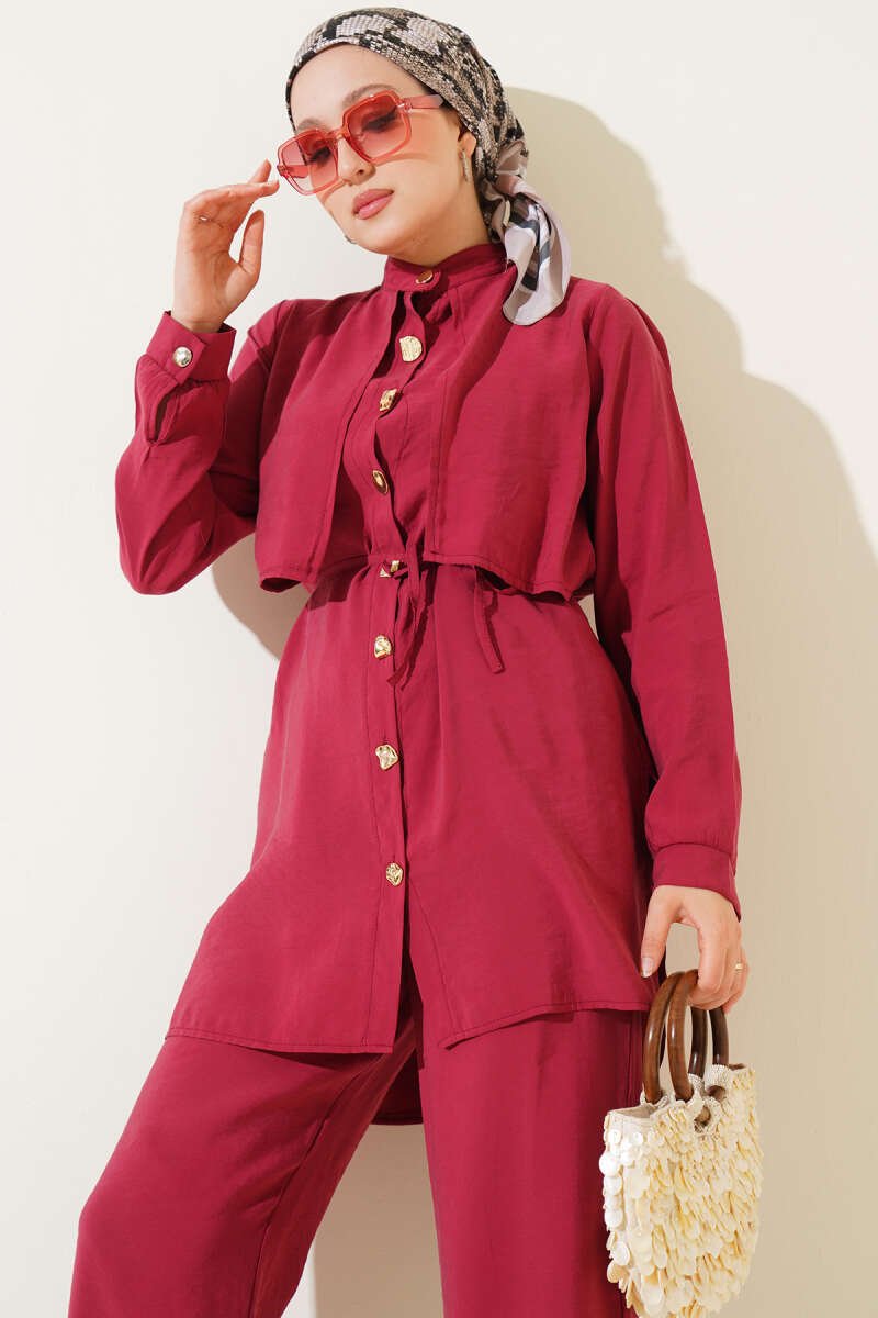 Buttoned Bolero Tencel Two-Piece Set Rose Dust - الصورة 2