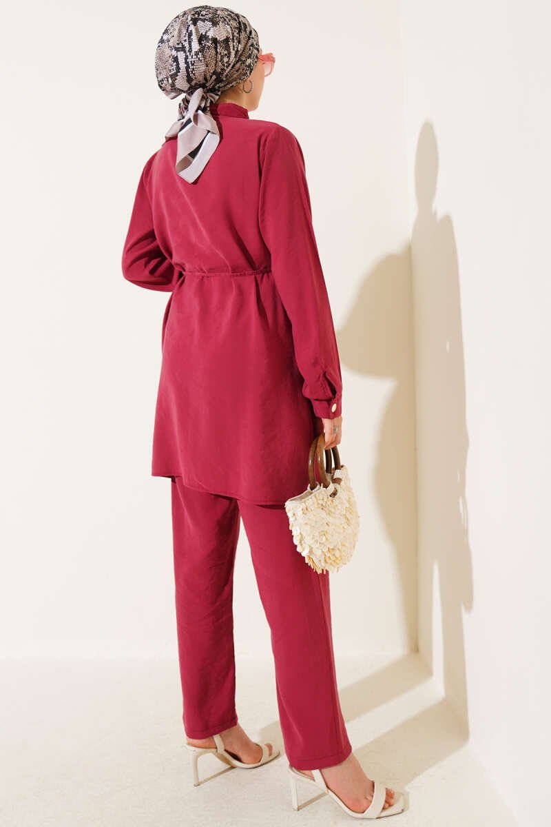 Buttoned Bolero Tencel Two-Piece Set Rose Dust - الصورة 3