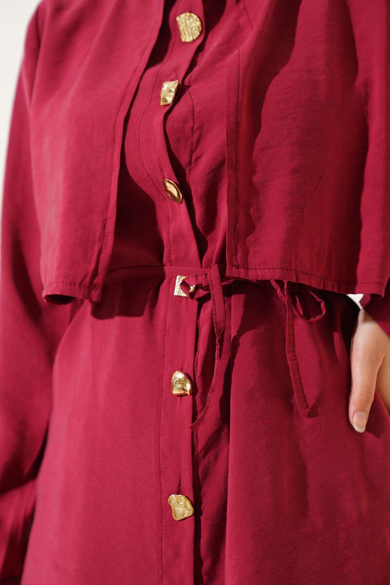 Buttoned Bolero Tencel Two-Piece Set Rose Dust - الصورة 4