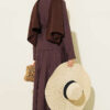 Belted Pleated Skirt Two-Piece Set Dark Brown - الصورة 3