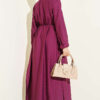 Long Tunic with Gold Button Two-Piece Set Burgundy - الصورة 3