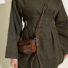 Gold Buckle Waist-Detail Two-Piece Set Khaki – Bild 4