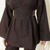Gold Buckle Waist-Detail Two-Piece Set Brown – Bild 4