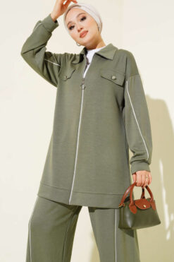 Alternative view of Shirt Collar Faux Pocket Lounge Set Hazel