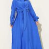Shirt Dress with Tie Closure Saxon Blue