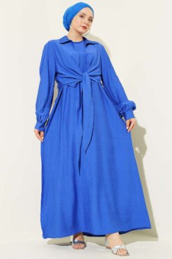 Shirt Dress with Tie Closure Saxon Blue