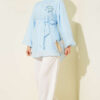 Rose Brooch Self-Belted Tunic Ice Blue - Imagen 2