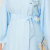 Rose Brooch Self-Belted Tunic Ice Blue - Imagen 4