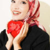 Rose Patterned Soft Scarf Burgundy - immagine 2
