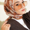 Rose Patterned Soft Scarf Camel – Bild 2