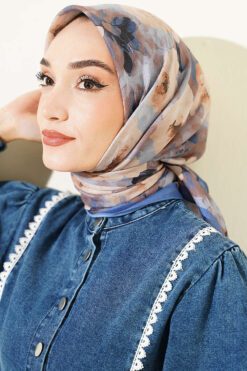 Alternative view of Rose Patterned Soft Scarf Indigo