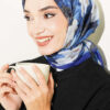 Rose Patterned Soft Scarf Navy Blue - Imagen 2