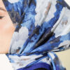 Rose Patterned Soft Scarf Navy Blue - Imagen 4