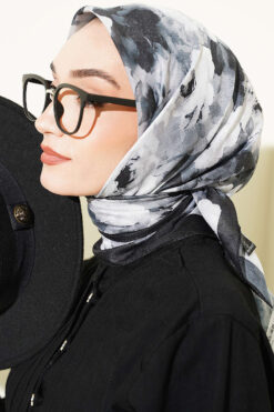 Alternative view of Rose Patterned Soft Scarf Black
