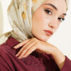 Rose Patterned Soft Scarf Aqua Green