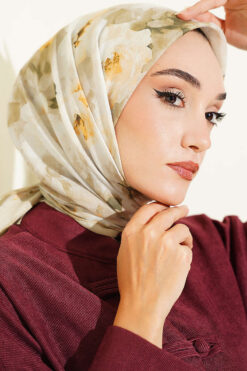 Alternative view of Rose Patterned Soft Scarf Aqua Green