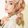 Rose Patterned Soft Scarf Green – Bild 2