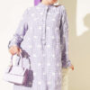 Button-Down Collared Checkered Pattern Tunic Lilac