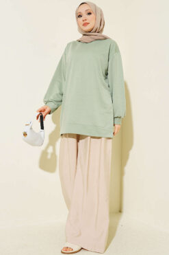 Alternative view of French Terry Plain Tunic Hazel