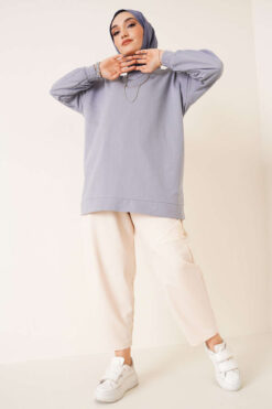 Alternative view of French Terry Plain Tunic Slate Grey