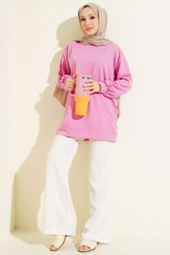 Alternative view of French Terry Plain Tunic Persian Rose